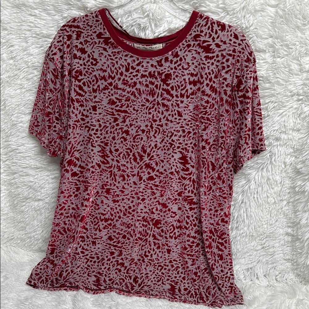 We The Free Red Velvet Short Sleeve Oversized Tee